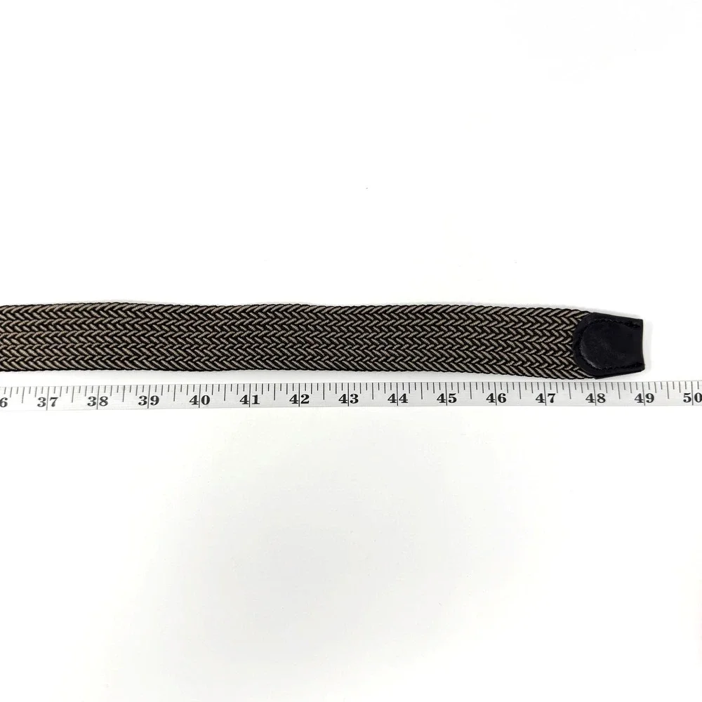 Tommy Bahama Braided Stretch Men's Belt‎ Leather Trim Black Tan L/XL
